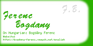 ferenc bogdany business card