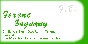 ferenc bogdany business card